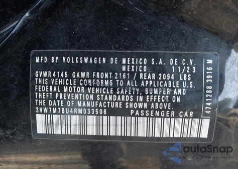 2024 Volkswagen Jetta 1.5T Se from USA, damaged, VIN 3VW7M7BU4RM033506